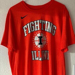 ILLINOIS FIGHTING ILLINI Shirt Mens XL Orange Basketball NIKE Dri-FIT